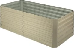 Blumfeldt High Grow Straight Kweekbak - Kweektafel - Moestuinbak 180 X 90 Cm - Werkhoogte 60 Cm - Inhoud 970 L - Staal - Beige