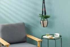 4 Stuks Zwarte Macrame Plantenhangers - Boho Handgeweven Katoen Hangpot Voor Binnen/Buiten - Hangende Bloempot Met Kralen - Macramé Touw/Koord Hangplant Houder - Bohemian Wandhanger Decoratie - Plant Hanger - Verticale Tuin Bloempothouder Planthanger -Gardena Verkoopwinkel 1200x800 192