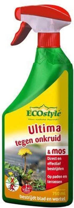 Ecostyle Ultima Onkruid & Mos Spray Onkruidverdelger - Paden & Terrassen - Bestrijdt Blad & Wortel - Onder Bomen & Struiken - Werkt Binnen 3 Uur - 750 ML