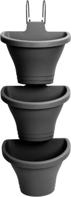 Elho Corsica Vertical Forest 24 - Bloempot Voor Balkonbuiten - Ø 26.7 X H 29.7 Cm - Zwart/Antraciet -Gardena Verkoopwinkel 436x1200