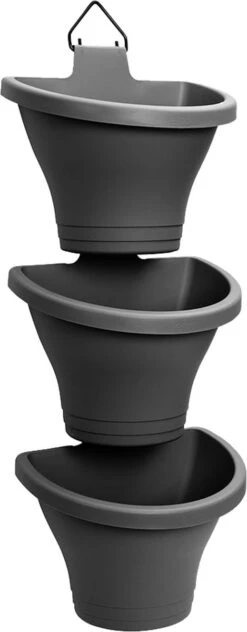 Elho Corsica Vertical Forest 24 - Bloempot Voor Balkonbuiten - Ø 26.7 X H 29.7 Cm - Zwart/Antraciet -Gardena Verkoopwinkel 469x1200