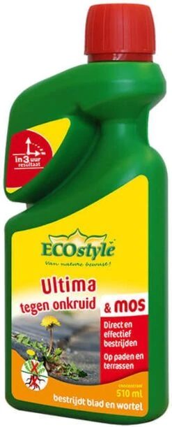 ECOstyle Ultima Onkruid & Mos Concentraat Afbreekbare Onkruidverdelger - Paden En Terrassen - Bestrijdt Het Blad En De Wortels - 1020 ML -Gardena Verkoopwinkel 485x1200 1
