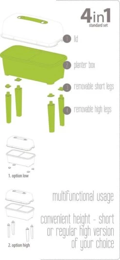 Moestuinbak Kweektafel Respana Planter High Set 77x39x82cm ANTRACIET Prosperplast -Gardena Verkoopwinkel 557x1200