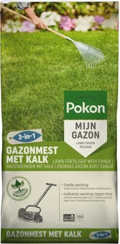 Pokon Gazonmest Met Kalk - 16,8kg - Mest - Geschikt Voor 250m² - 120 Dagen Voeding -Gardena Verkoopwinkel 593x1200