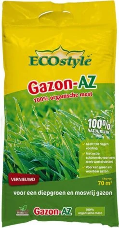 ECOstyle Gazon AZ Organische Gazonmest – Voor Diepgroen En Sterk Gazon – Geeft Tot 120 Dagen Voeding – Werkt Tegen Mos - 135 M² - 10 KG -Gardena Verkoopwinkel 629x1200 2