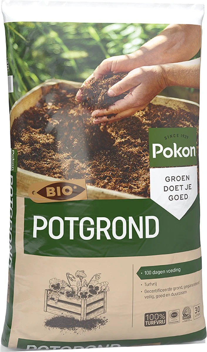 Pokon Bio Turfvrije Potgrond - 30l - Voor Binnen En Buiten - 100 Dagen Voeding - Potgrond Universeel 3 Pokon Bio Turfvrije Potgrond - 30l - Voor Binnen En Buiten - 100 Dagen Voeding - Potgrond Universeel
