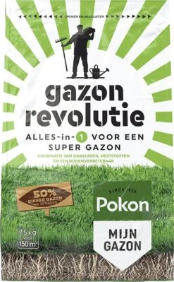 Pokon Gazon Revolutie - 7,5kg - Gazonmest / Graszaad / Bodemverbeteraar - Geschikt Voor 150m² - Binnen 15 Dagen Resultaat -Gardena Verkoopwinkel 743x1200