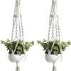 Merkloos Plantenhanger Macramé - Luxe Gevlochten Touw Katoen - 2 Stuks - Plantenpot Ophangen -Gardena Verkoopwinkel 854x1200 3