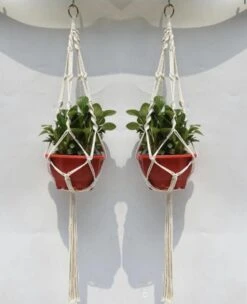 Merkloos Plantenhanger Macramé - Luxe Gevlochten Touw Katoen - 2 Stuks - Plantenpot Ophangen -Gardena Verkoopwinkel 975x1200 3