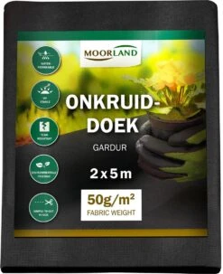 Moorland Gardur - Anti Onkruiddoek Tuin 2m X 5m (20m²) Zwart - Antiworteldoek UV-licht Bestendig, Waterdoorlatend Voor Tuin, Terras & Bloembed