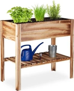 Relaxdays Moestuinbak Gevlamd Hout - Kruidentuin - Moestuintafel - Kweektafel Op Poten